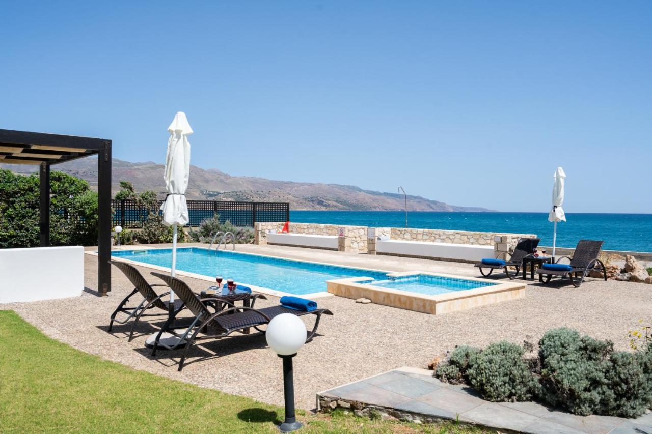 Beachfront Villa Turquoise With Private Pool, Bbq And Ping Pong Table Chania  Exterior foto