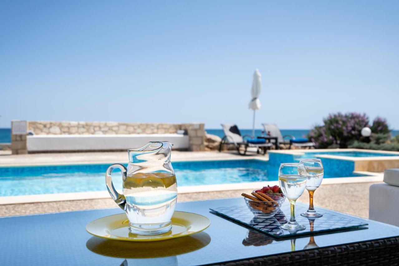 Beachfront Villa Turquoise With Private Pool, Bbq And Ping Pong Table Chania  Exterior foto
